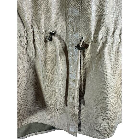 Chicos Jacket Size 2 US Large/XL 3/4 Roll Tab SleeveCinch Waist Brown Button Up - Picture 5 of 11